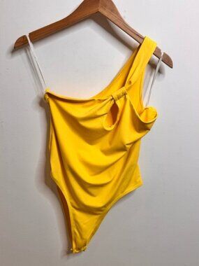 SHEIN Vibrant Yellow bodysuit leotard